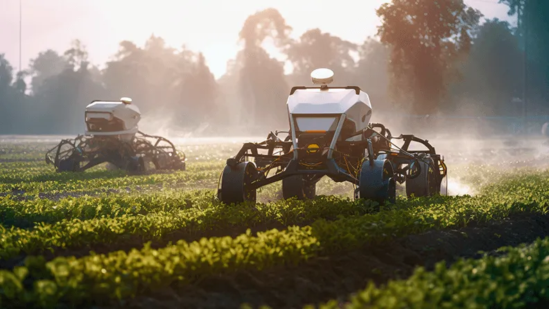 Tractor autónomo en campo